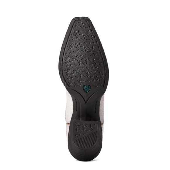 New Ariat Cream Rose Goldie Western Boots with Brown Stitching - Picture 2 of 4